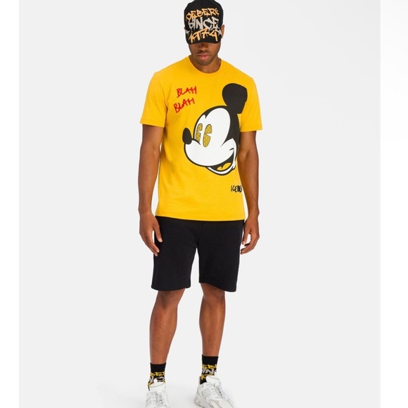 ICEBERG | Blah Blah Mickey Face Yellow Graphic T-Shirt Men’s Size Large - Picture 14 of 14